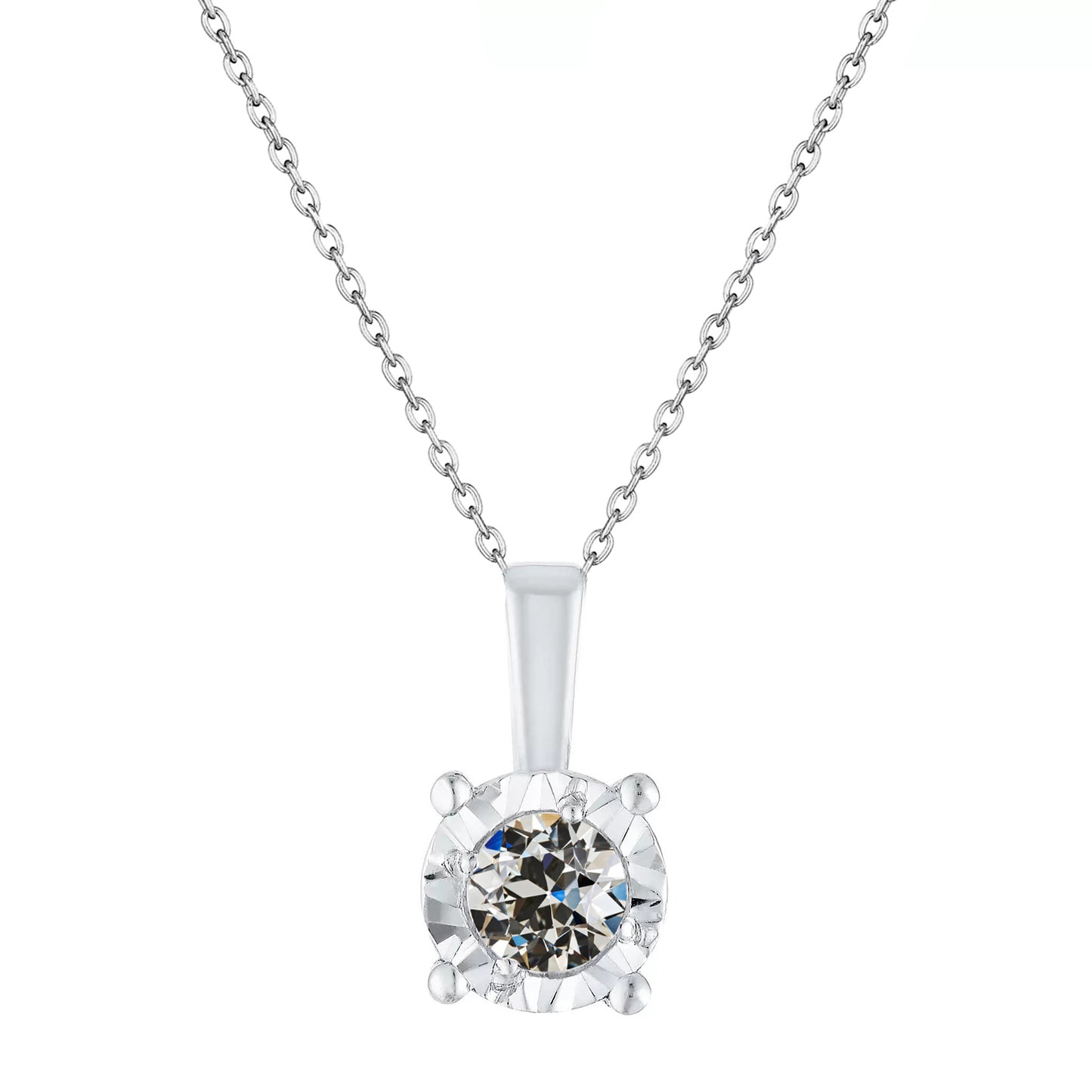 Old Miner Diamond Necklace 3 Carats 14K White Gold