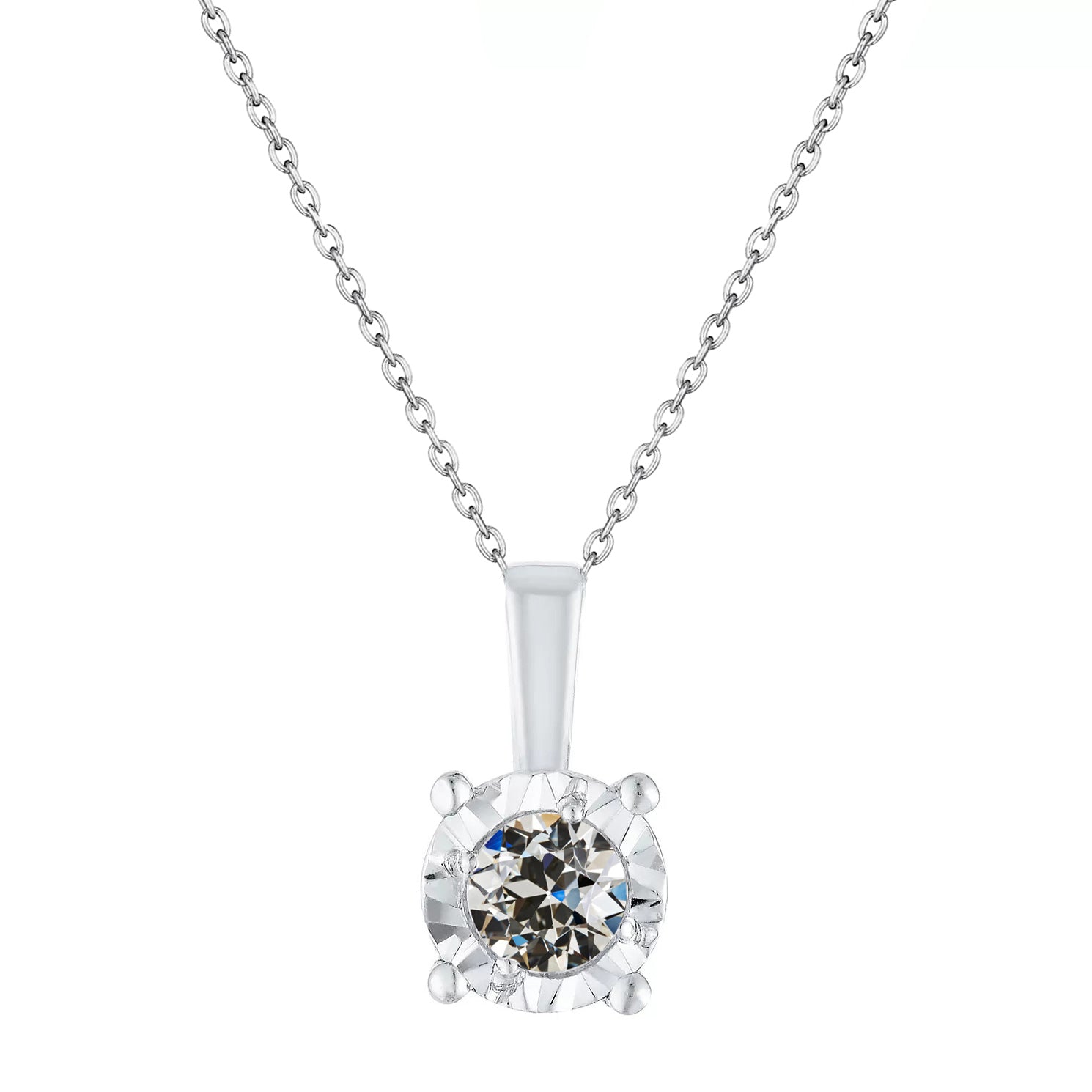 Old Miner Diamond Necklace 3 Carats 14K White Gold