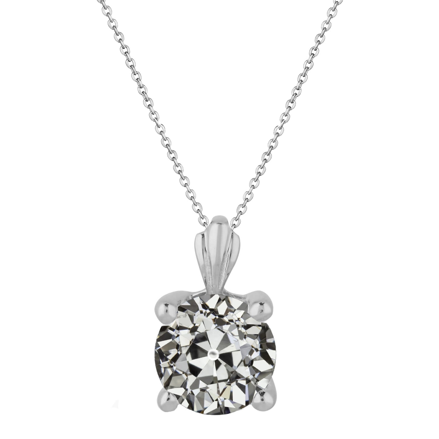 Old Miner Diamond Pendant 2 Carats Ladies White Gold