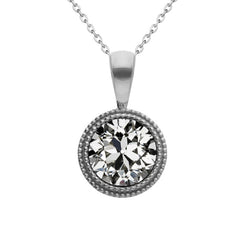 Old Miner Diamond Pendant 1.50 Carats Women Gold Necklace