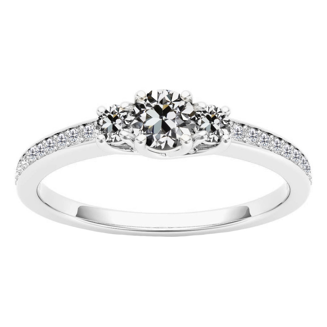 3 Carats Old Miner Diamond Ring Trellis Setting Gold 14K