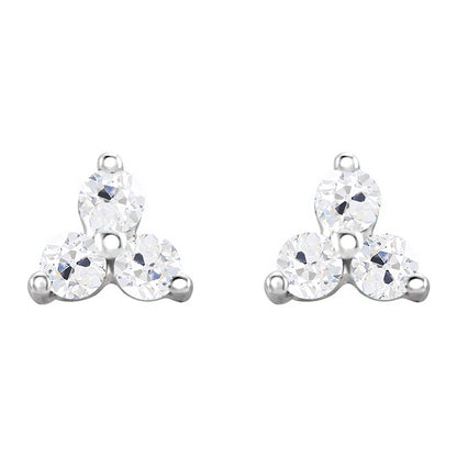 Old Miner Diamond Stud Earrings Round Cut
