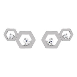 Old Miner Diamond Studs 1.50 Carats Hexagon Shape 2 Stone Jewelry