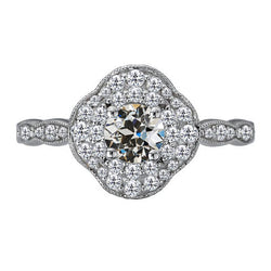 3 Carats Old Miner Halo Diamond Milgrain Wedding Ring White Gold