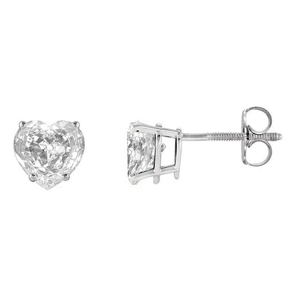 Old Miner Heart Studs 5 Ct Gold Diamond Earrings 