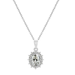 Old Miner Oval Diamond Necklace 2 Carats Gold Pendant