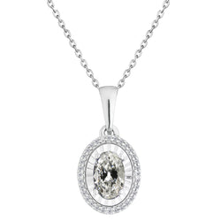 Old Miner Oval Real Diamond Pendant 2.50 Carats Necklace