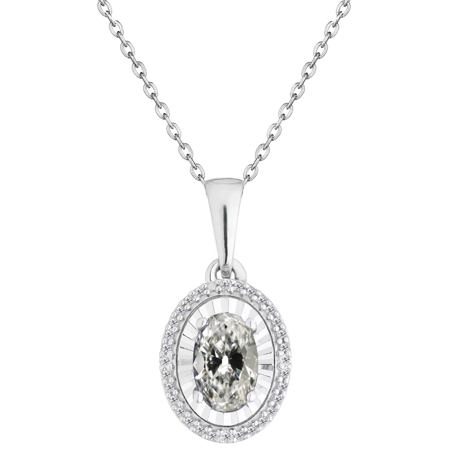 Old Miner Oval Diamond Pendant 2.50 Carats Necklace