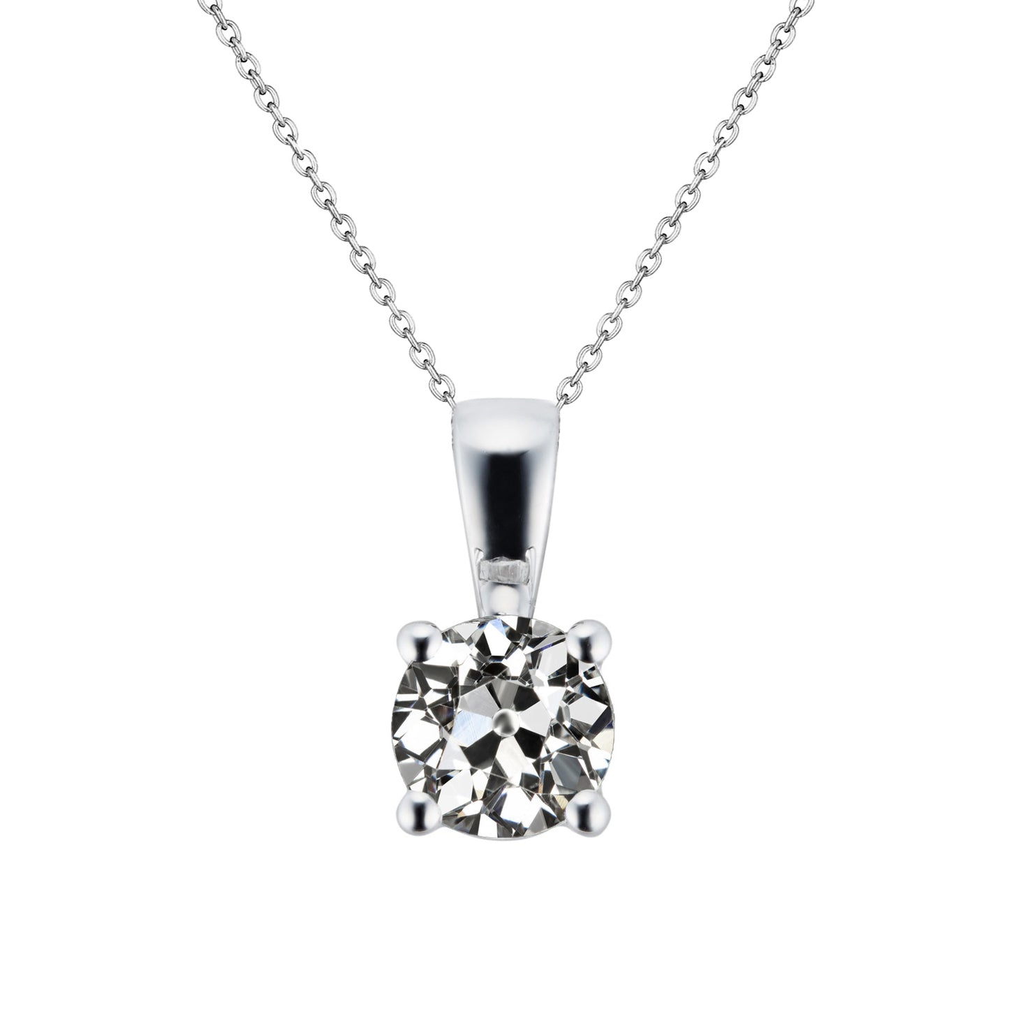 Old Miner Pendant 1.50 Carats White Gold Necklace 