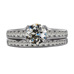 3.50 Carat Old Miner Solitaire With Accent Genuine Diamond Engagement Ring Set