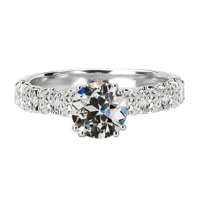 4 Carats Old Miner Solitaire With Accent Diamond Ring Prong Set