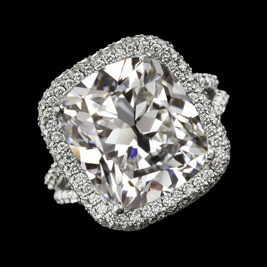 natural round diamond 9.85ct ring front view