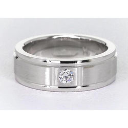 One Round Gypsy Natural Earth Mined Diamond Band 0.25 Carats Brushed Finish Men's Ring