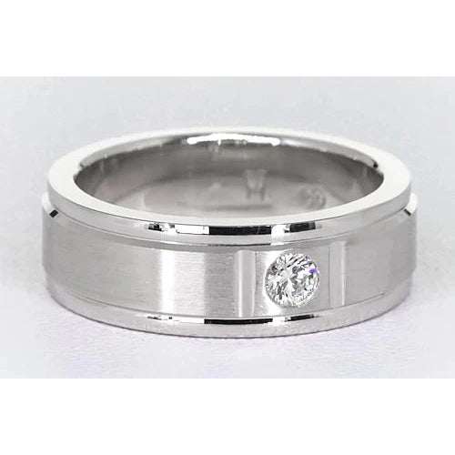 One Round Gypsy Diamond Band 0.25 Carats Brushed Finish Men's Ring