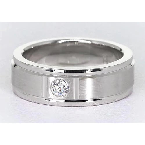 One Round Gypsy Diamond Band 0.25 Carats Brushed Finish Men's Ring