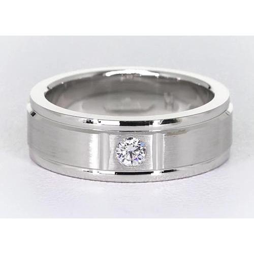 One Round Gypsy Diamond Band 0.25 Carats Brushed Finish Men's Ring