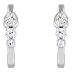 Open Hoop Bezel Diamond Earrings Round Old Cut 4 Carats White Gold