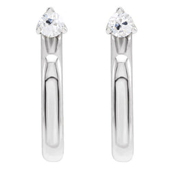 Open Hoop Diamond Earrings 2 Carats Solitaire Old Miner White Gold 14K
