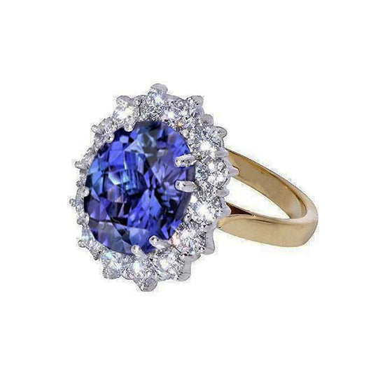  Gorgeous fancy  Gorgeous fancy Halo Oval Tanzanite And  Diamonds   Ring Two Tone Gold