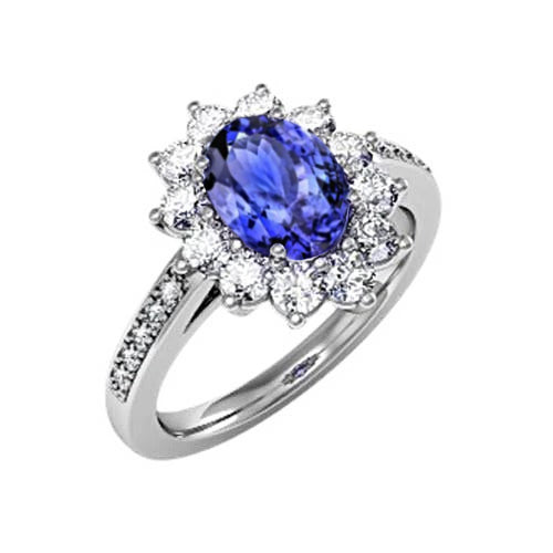  Gorgeous fancy Oval And Round Brilliant Diamonds New  Ring Tanzanite