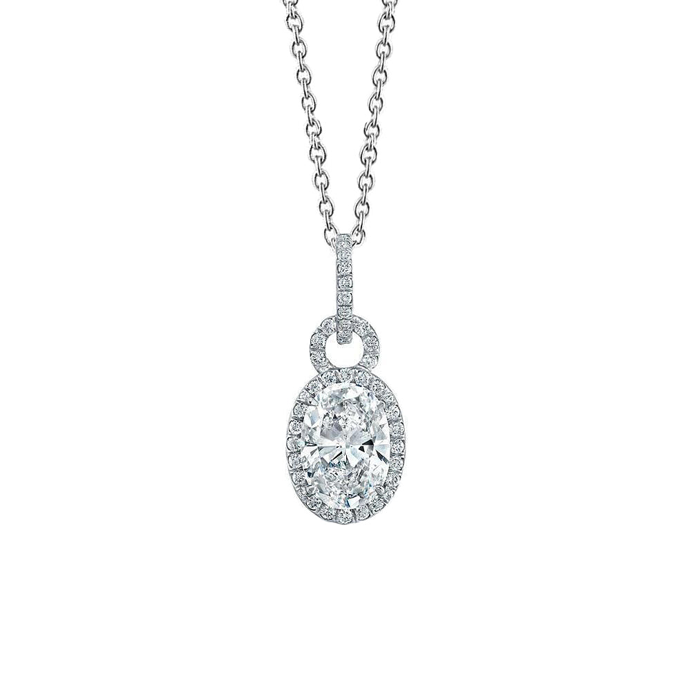 Oval And Round Cut Lab Grown Diamond Pendant Necklace 3.40 Ct
