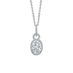 Oval And Round Cut Natural Diamond Pendant Necklace 3.40 Ct
