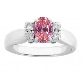 Oval And   High Quality Round Cut Pink Sapphire Diamonds Ring  