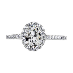 Oval And Round Old Miner Natural Diamond Engagement Ring 4 Carats Halo Jewelry