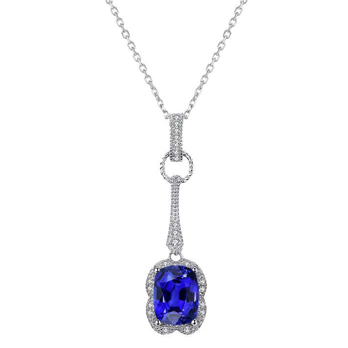 Blue Sapphire Diamond Pendant Gold