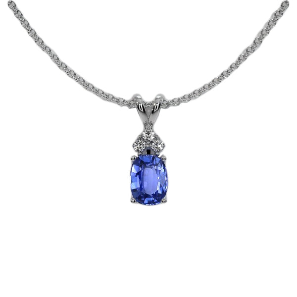 Blue Sapphire Diamond Pendant Necklace