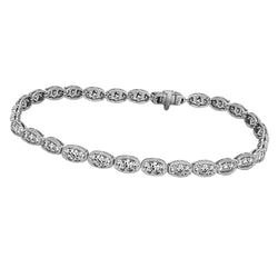 Real  Oval Diamond Tennis Bracelet Round Cut 4 Carats Women's Gold Jewelry