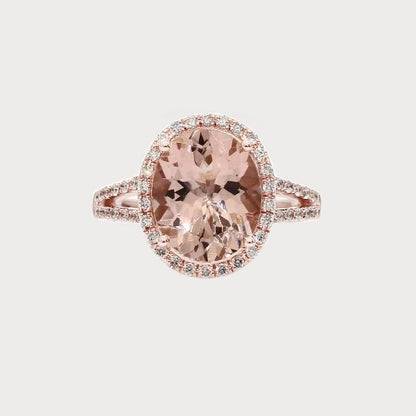 natural round morganite 33.75ct ring front view