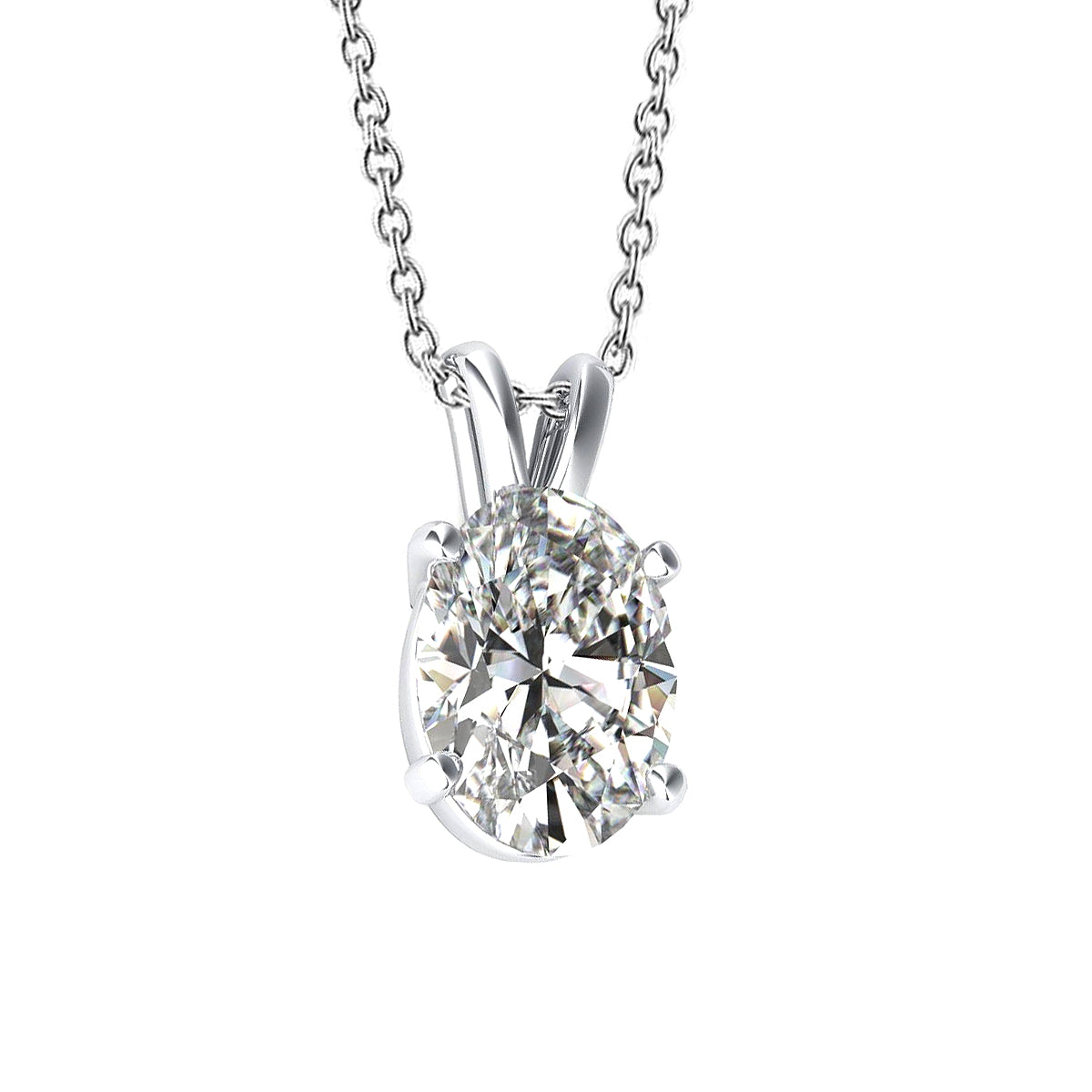 Oval Cut Genuine Natural Earth Mined Diamond Necklace Pendant Women 1.5 Ct. Gold Fine Jewelry