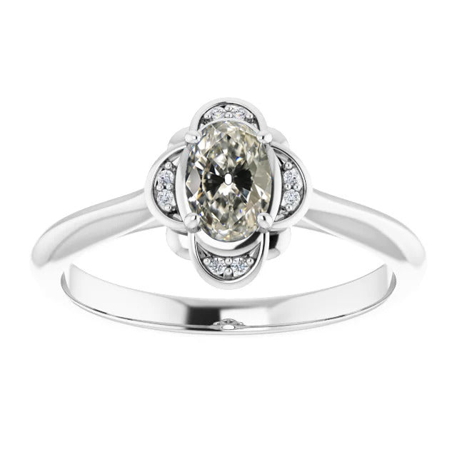 Oval Cut Old Miner Halo Diamond Ring 2 Carats