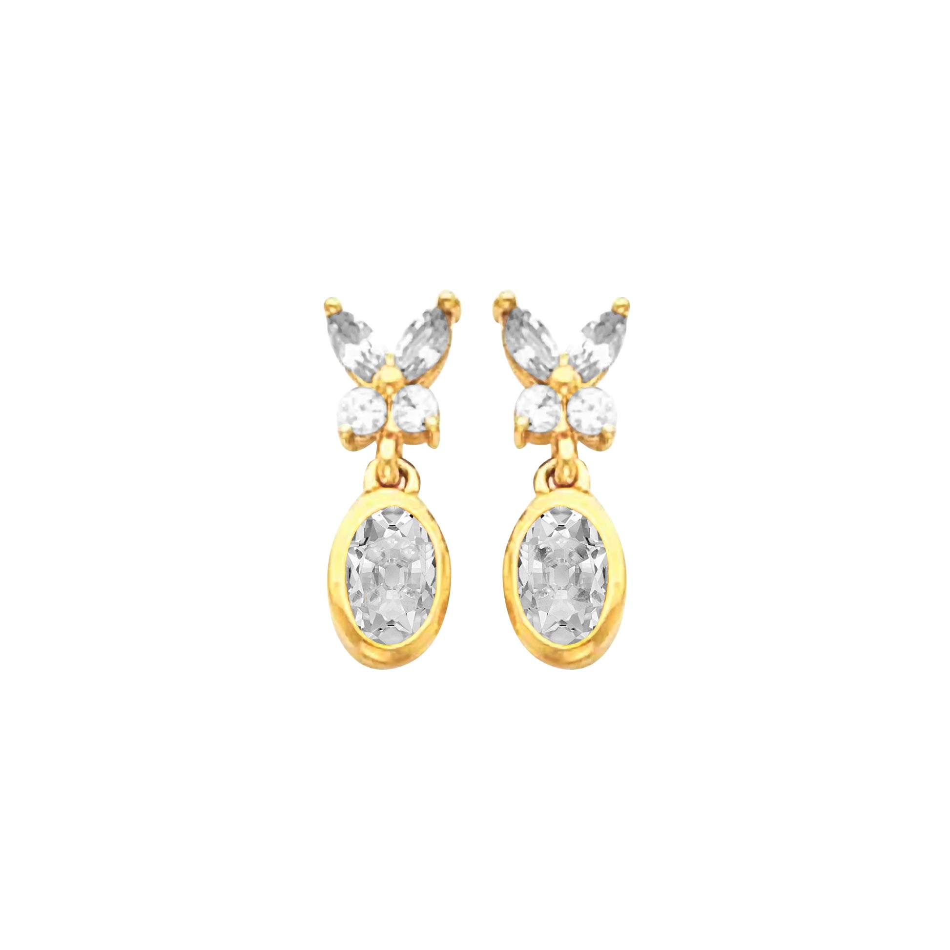 Old Miner Cut Diamond Stud Earrings Yellow Gold