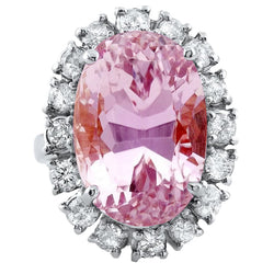 Oval Cut Pink Kunzite And Round Diamond Ring Gold Jewelry 22 Ct