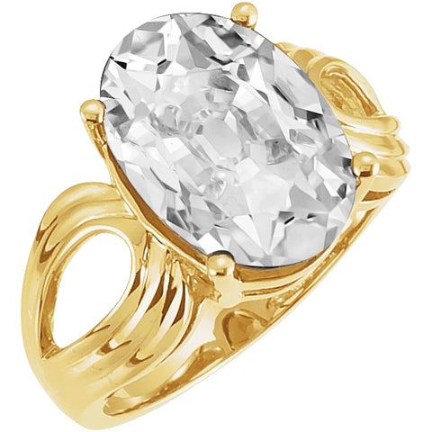 Oval Diamond Old Cut Ring 5 Carats Yellow Gold