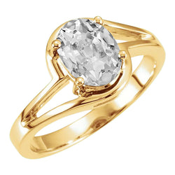 5 Carats Oval Natural Diamond Old Miner Split Shank Yellow Gold Ring