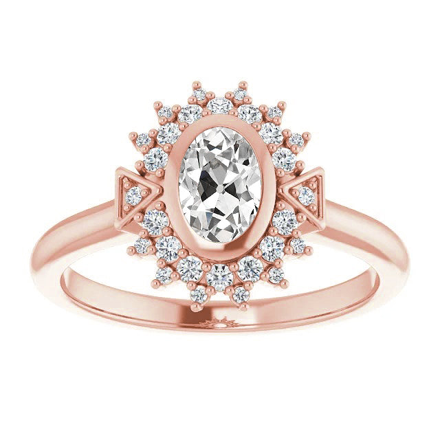 Oval Double Halo Ring Bezel Set