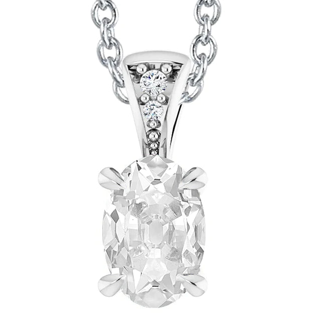 Oval Eagle Claws Old Miner Diamond Pendant 4 Carats Gold 14K Prong Set