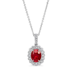 Oval Eagle Claws Red Ruby & Natural Earth Mined Diamond Ladies Necklace Pendant 3.30 Ct