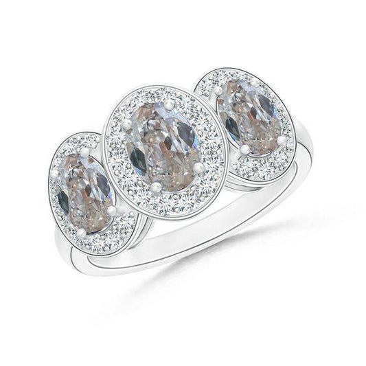 Oval Halo Diamond Ring Old European