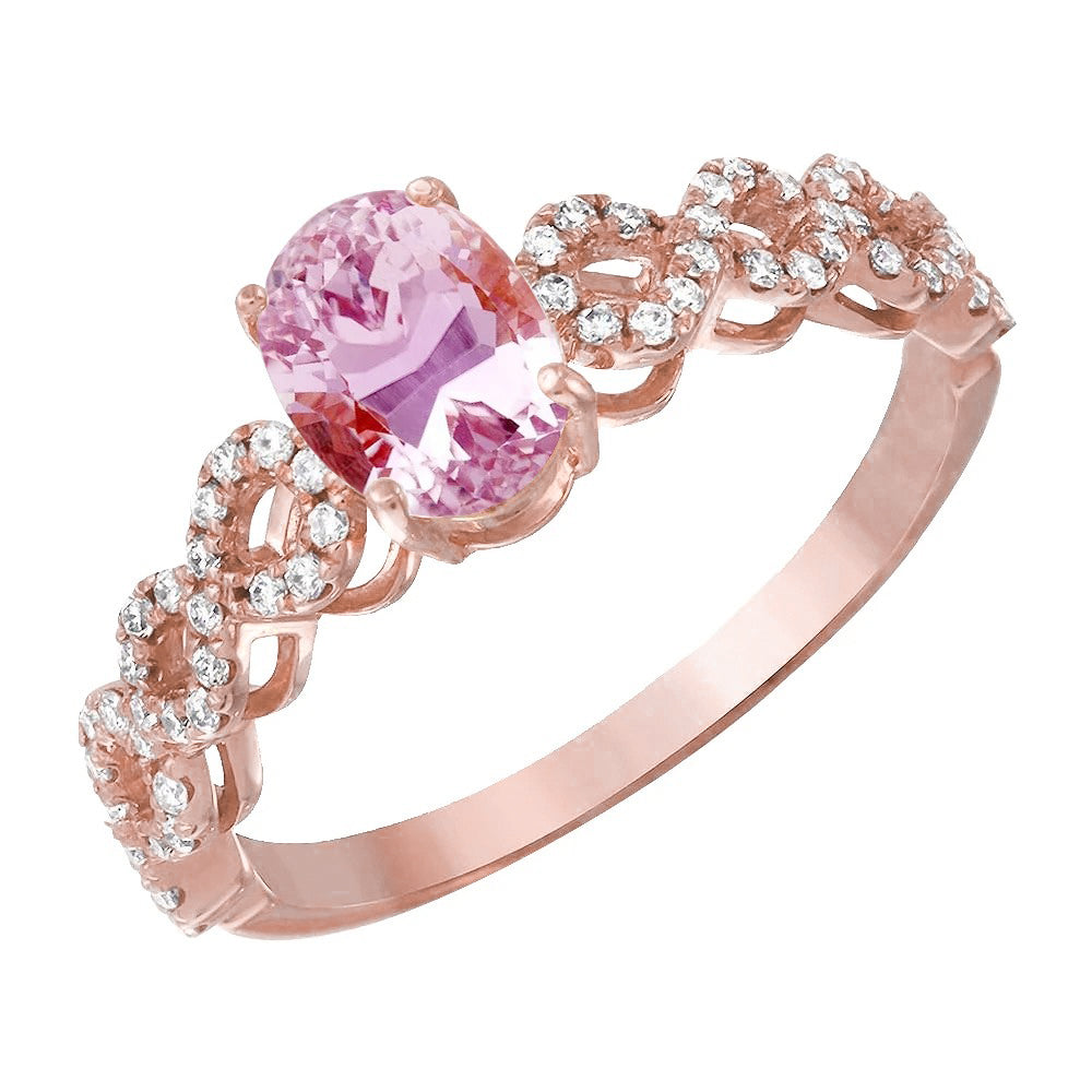 Sparkling Unique Lady’s Oval Kunzite   Diamonds Fancy Ring New Rose Gold