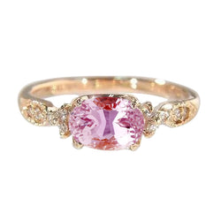 Oval Kunzite With Round Natural Earth Mined Diamonds 20.50 Carats Wedding Ring Gold 14K