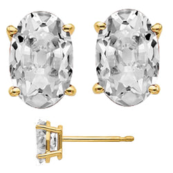 Oval Old Cut Mined Natural Real Diamond ( Not Lab Grown ) Earrings 13 Ct. Yellow Gold Studs
