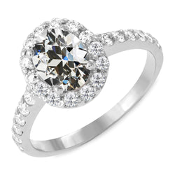 Oval Old Cut Natural Earth Mined Diamond Halo Wedding Ring 6.50 Carats Ladies Jewelry