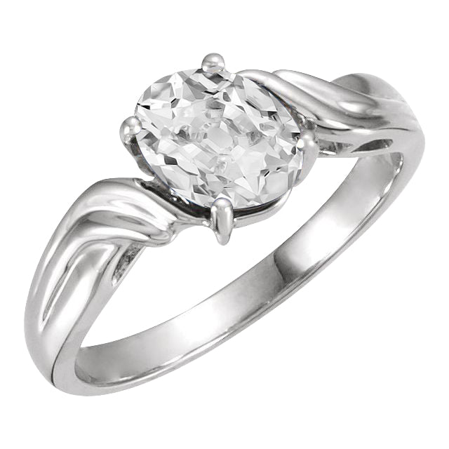 Oval Old Cut Diamond Ring Prong Set 4 Carats