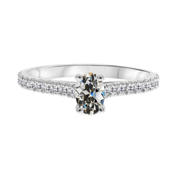 Oval Old Cut Mined Natural Real Diamond ( Not Lab Grown ) Ring With Accents 3 Carats