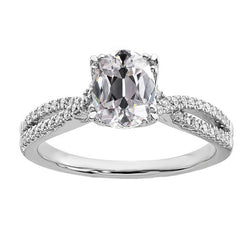Real  Oval Old Cut Diamond Women’s Wedding Ring Split Shank 5.25 Carats