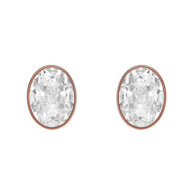 Oval Old Cut Rose Gold Solitaire Diamond Stud Earrings Bezel 4 Carats